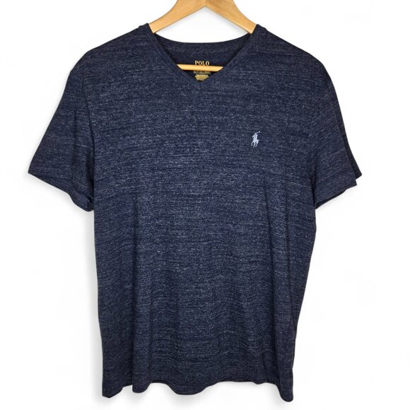 Polo Ralph Lauren V Neck Shirt Women's Heather Blue Everyday Summer Breathable S - Picture 1 of 5